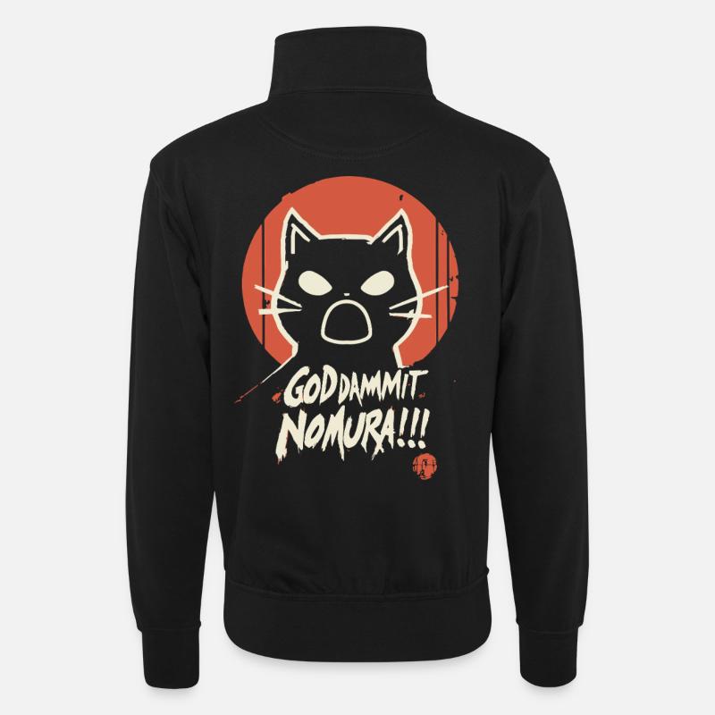 Goddammit Nomura – Katzen Design - Sweat col montant zippé unisexe - noir