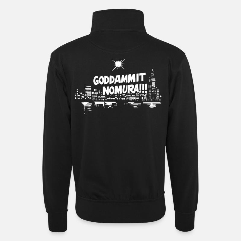 Goddammit Nomura – Skyline Design - Unisex Pullover mit Zip-Kragen - Schwarz