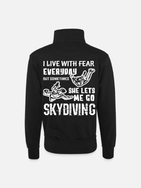 Skydiving Lets Me Go Skydiving - Unisex sweater with zip collar - black