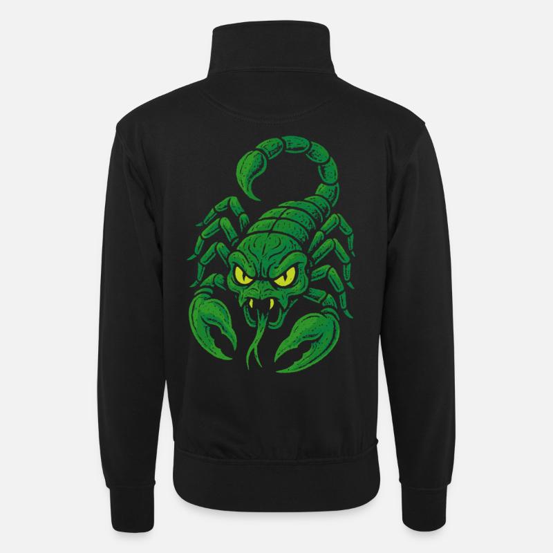 Giftgrüner Skorpion im Comicstil - Unisex Pullover mit Zip-Kragen - Schwarz