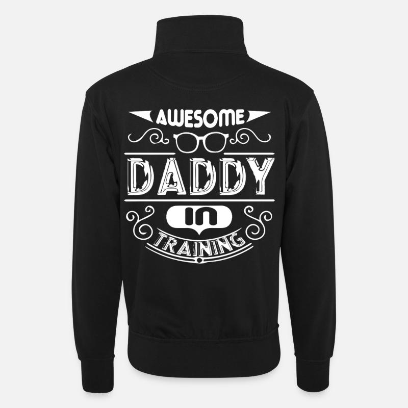 Father's Day Awesome Daddy - Unisex sweater with zip collar - black