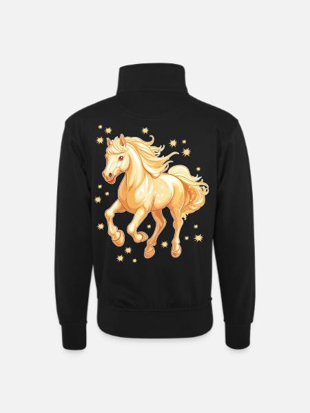 Pferd mit Sternen - Unisex Pullover mit Zip-Kragen - Schwarz