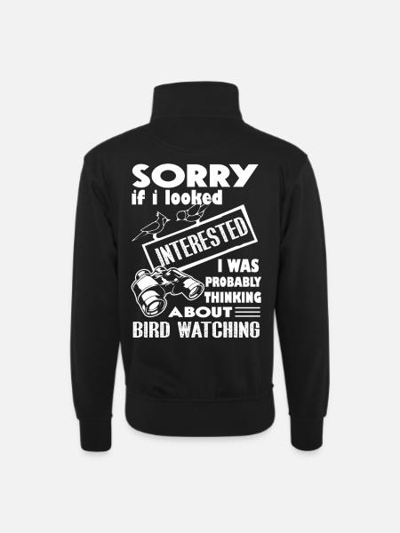 Thinking About Bird Watching - Unisex sweater with zip collar - black