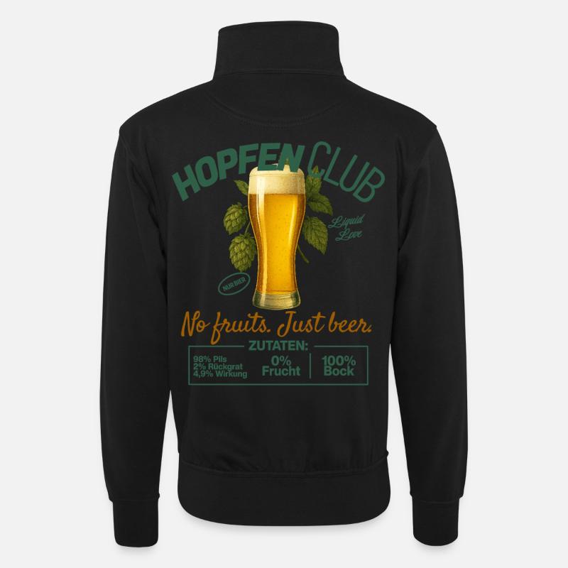 Hopfenclub Bier Design - Unisex Pullover mit Zip-Kragen - Schwarz