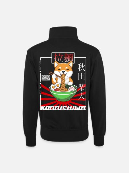 Japan Design Akita - Ramen - Unisex sweater with zip collar - black