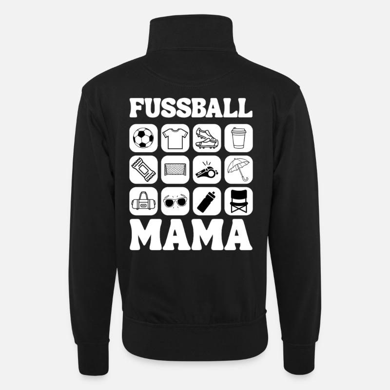 Fußball Mama Design - Unisex Pullover mit Zip-Kragen - Schwarz