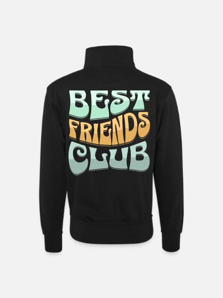 Bester Freundschaftsclub Design - Unisex Pullover mit Zip-Kragen - Schwarz