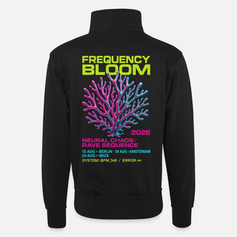 Fréquence Bloom - Sweat col montant zippé unisexe - noir