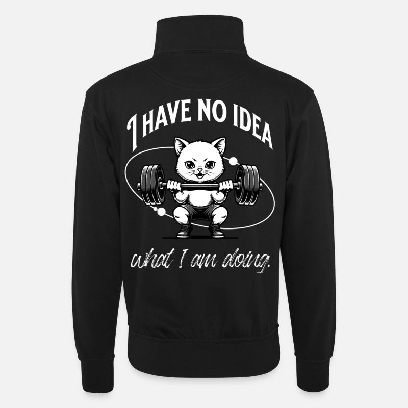 Gym Beginner | No Idea - Unisex Pullover mit Zip-Kragen - Schwarz
