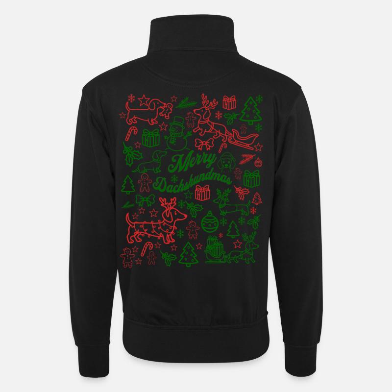 Frohe Dackelweihnacht - Unisex Pullover mit Zip-Kragen - Schwarz