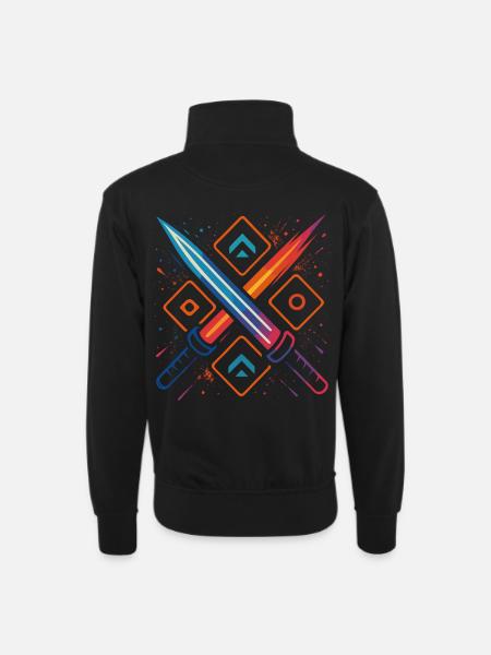Gaming Swords Neon - Unisex sweater with zip collar - black