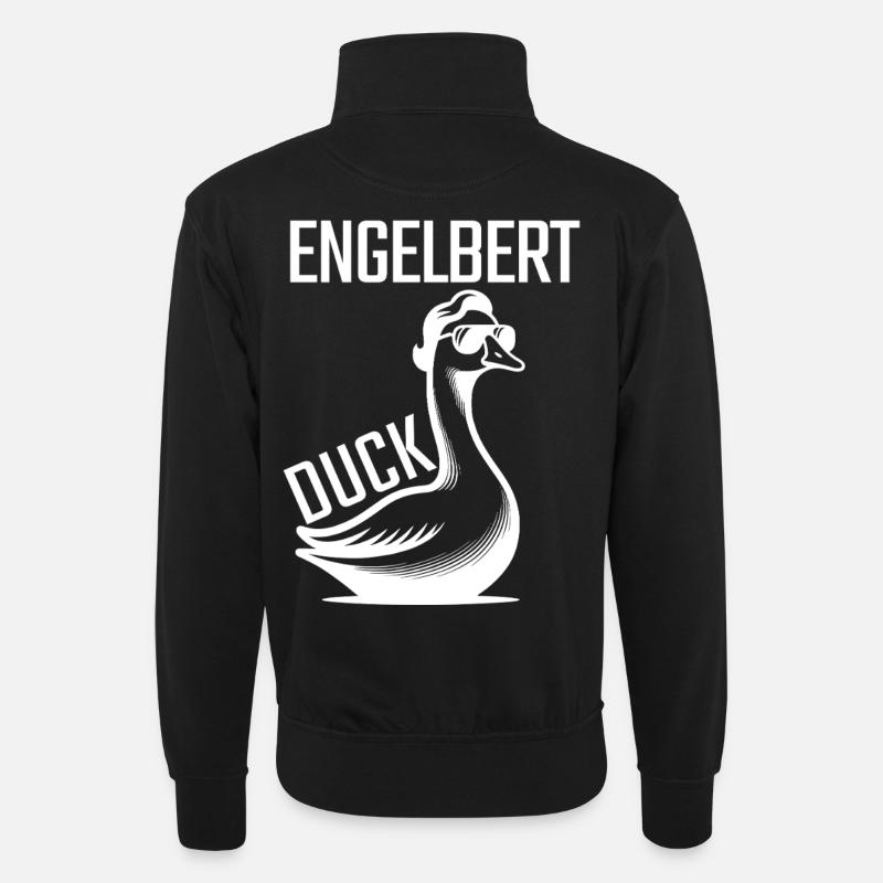 Engelbert Duck  - Unisex Pullover mit Zip-Kragen - Schwarz