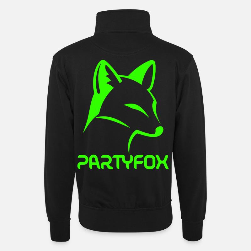 Partyfox - Unisex Pullover mit Zip-Kragen - Schwarz