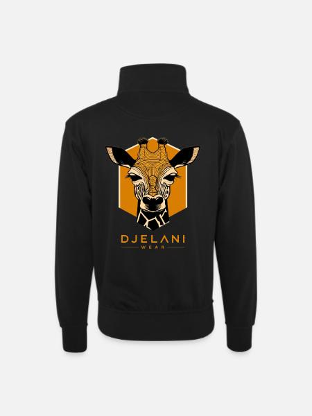 Geometric Giraffe in Ochre - Unisex sweater with zip collar - black