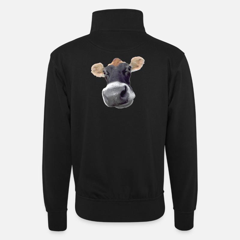 Muh Kuh - Unisex Pullover mit Zip-Kragen - Schwarz