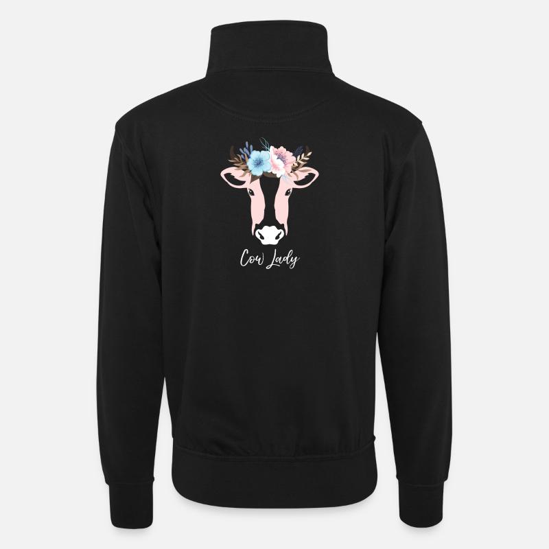 cattle Dame - Unisex sweater with zip collar - black