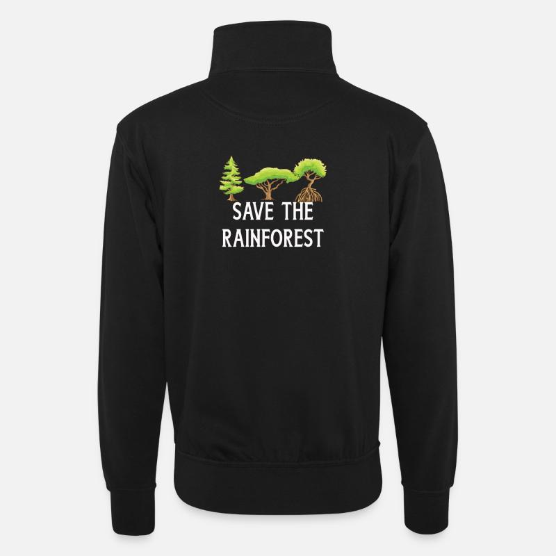Save The Rainforest - Unisex sweater with zip collar - black