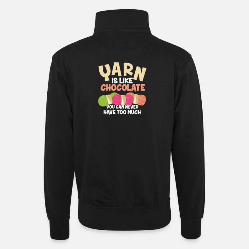 Hæklet - Unisex-sweatshirt med zipkrave - sort