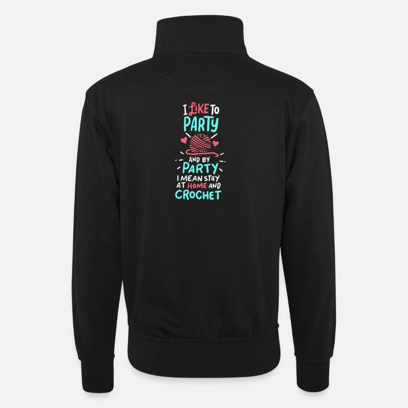 Crocheting Knitting for a Crocheter - Unisex sweater with zip collar - black