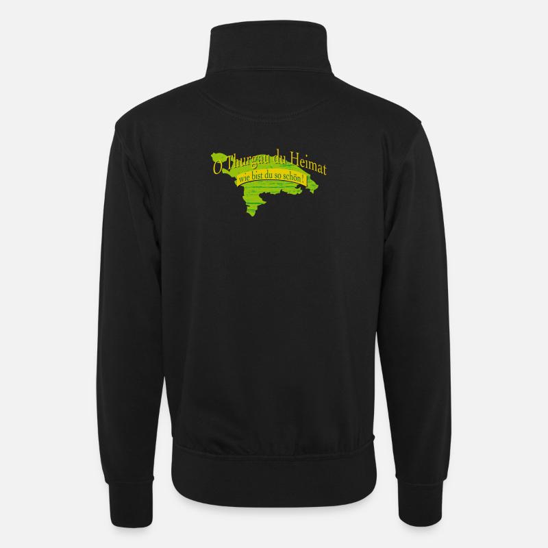 o Thurgau du Heimat | Ostschweiz - Unisex Pullover mit Zip-Kragen - Schwarz