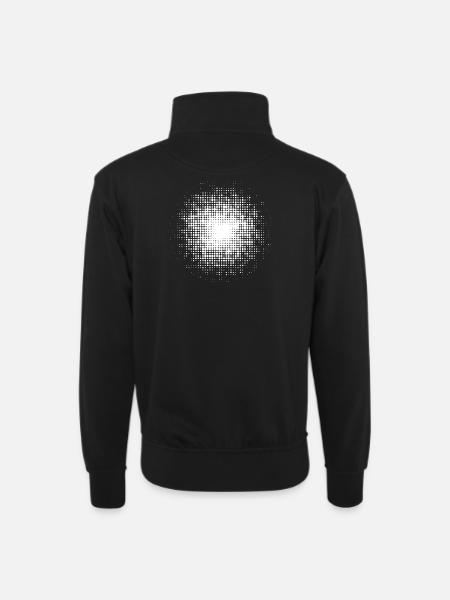 dotted round background white - Unisex sweater with zip collar - black