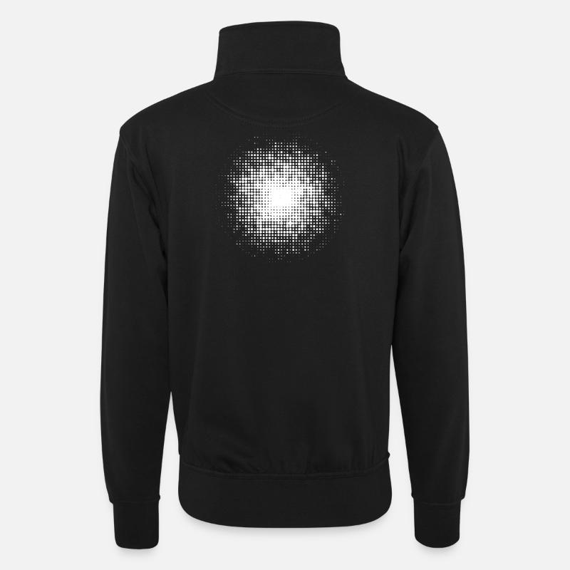 gepunkteter runder Hintergrund weiss - Unisex Pullover mit Zip-Kragen - Schwarz