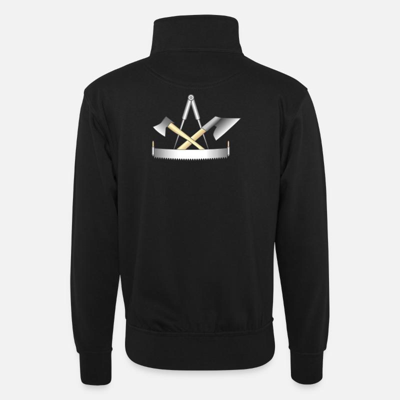 Zimmermann, Zunftzeichen - Unisex Pullover mit Zip-Kragen - Schwarz