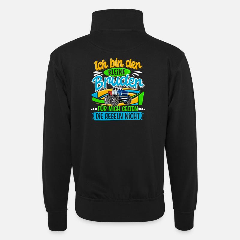 Kleiner Bruder Monstertruck - Unisex Pullover mit Zip-Kragen - Schwarz