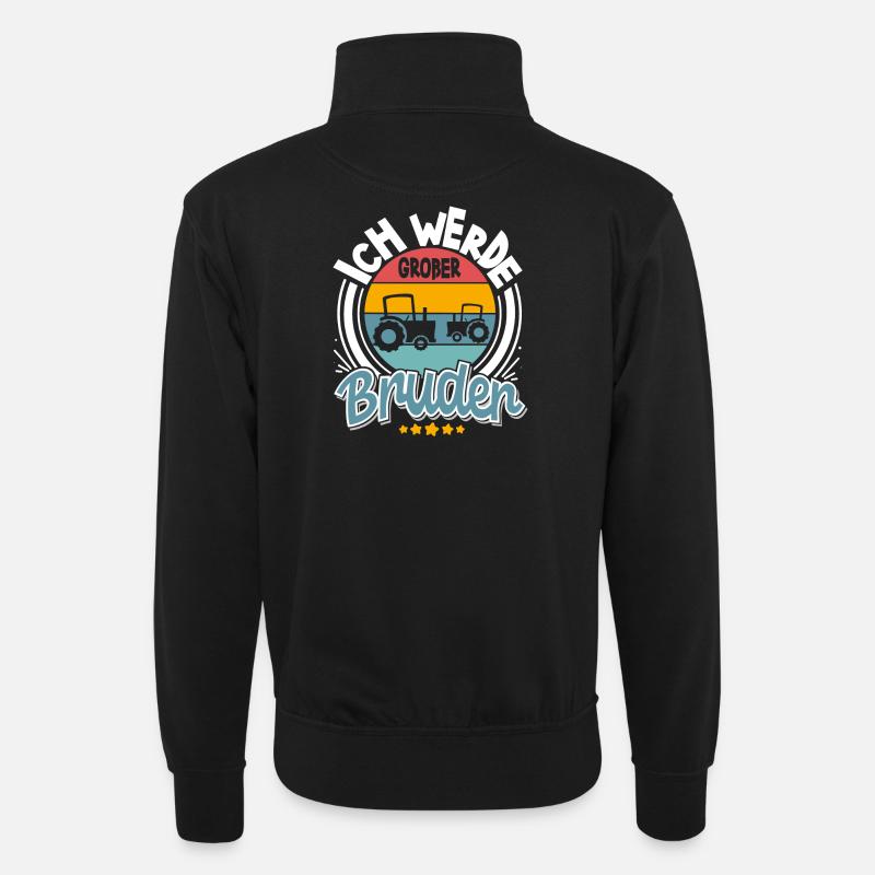 Ich Werde Großer Bruder Traktor - Unisex Pullover mit Zip-Kragen - Schwarz