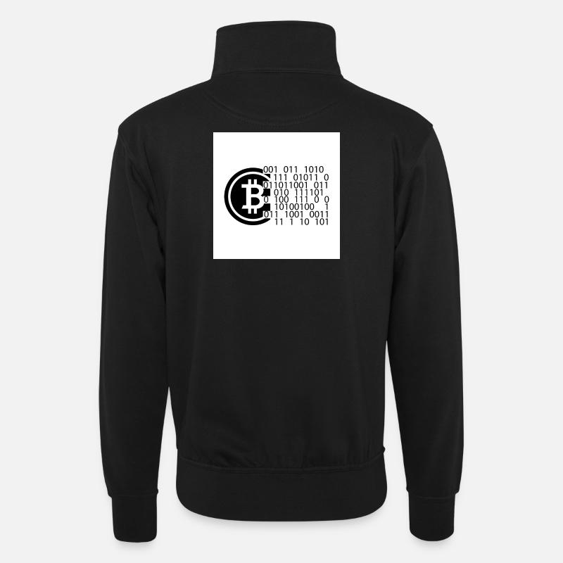 Bitcoin Code - Unisex Pullover mit Zip-Kragen - Schwarz