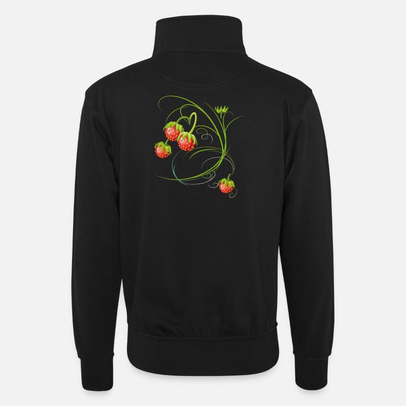Erdbeeren, Obst - Unisex Pullover mit Zip-Kragen - Schwarz