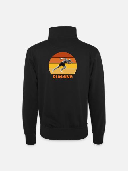 athletics, sprint, running - Unisex sweater with zip collar - black