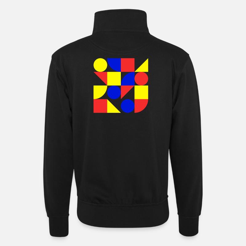Form, Geometrie, Kunst, Bauhaus - Unisex Pullover mit Zip-Kragen - Schwarz