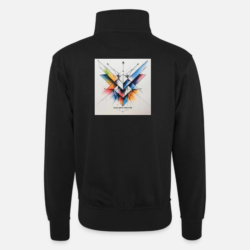Chaos trifft Struktur - Unisex Pullover mit Zip-Kragen - Schwarz