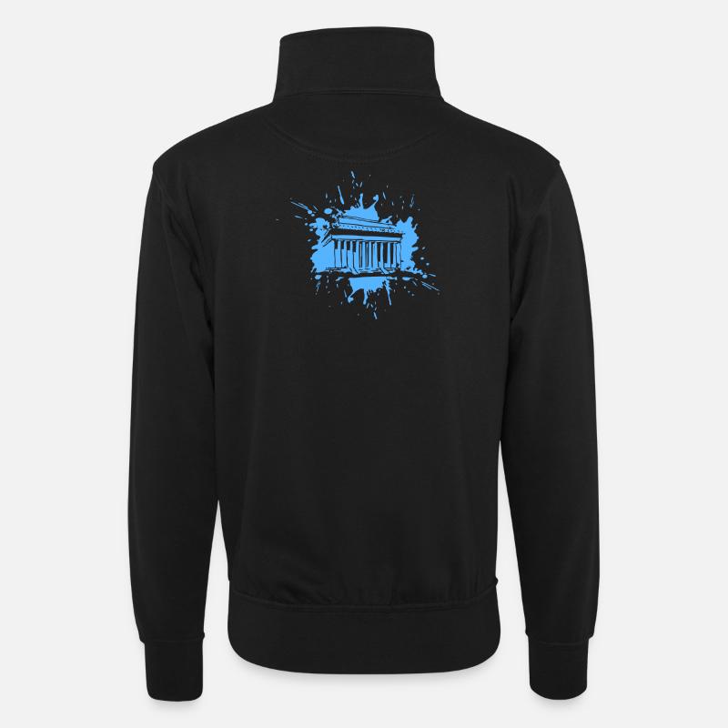 Acropolis in a Splash (Vectorgraphic) - Unisex Pullover mit Zip-Kragen - Schwarz