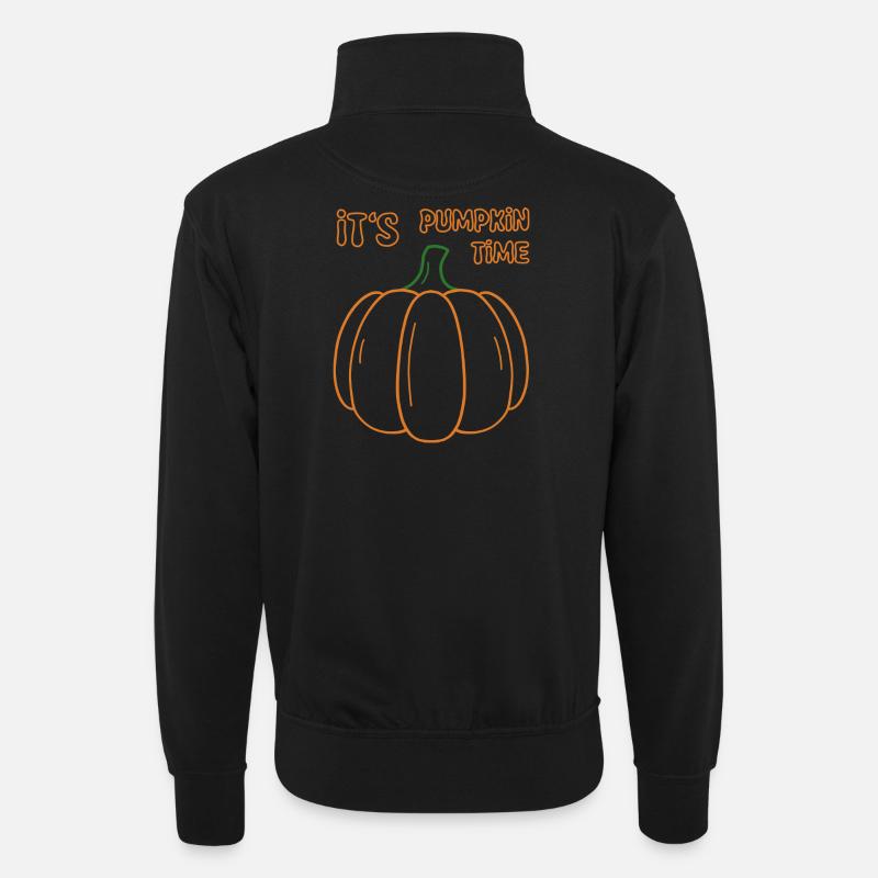 Its Pumpkin Time Illustration - Unisex Pullover mit Zip-Kragen - Schwarz
