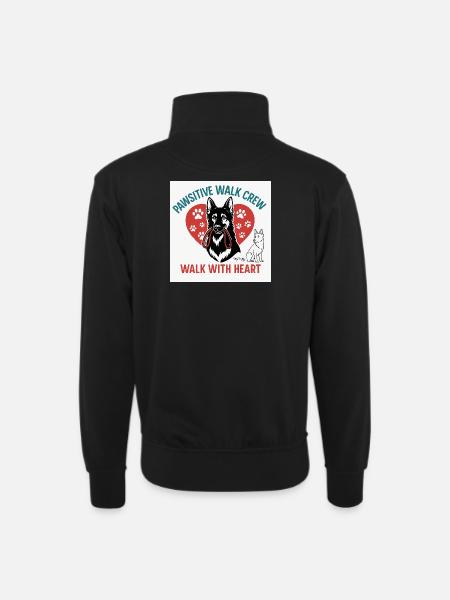 Pawsitive Walk Crew Heart Paws - Unisex sweater with zip collar - black