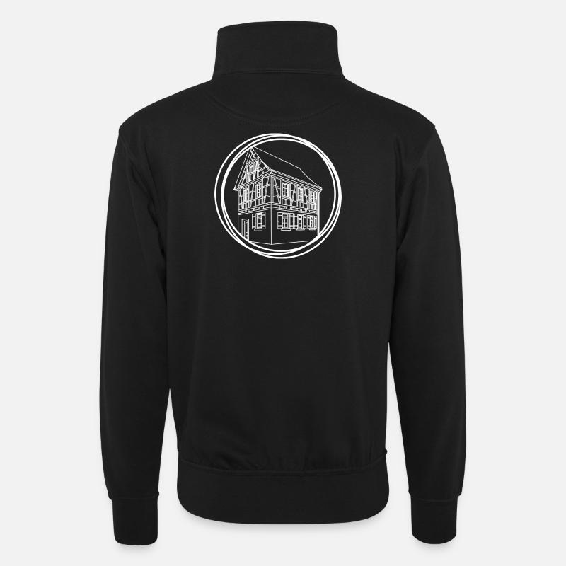 Line House Circle Drawing - Unisex sweater with zip collar - black