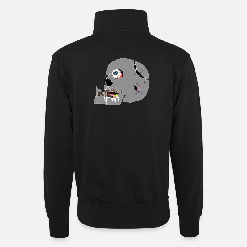 Schädel - Unisex Pullover mit Zip-Kragen - Schwarz