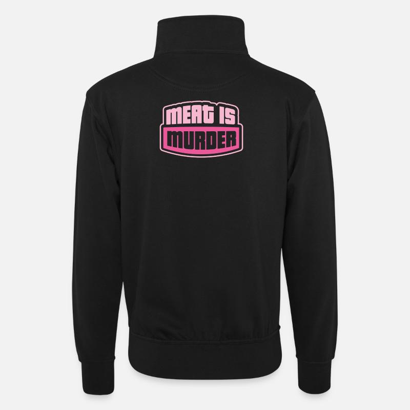 Vegan Statement - Unisex Pullover mit Zip-Kragen - Schwarz