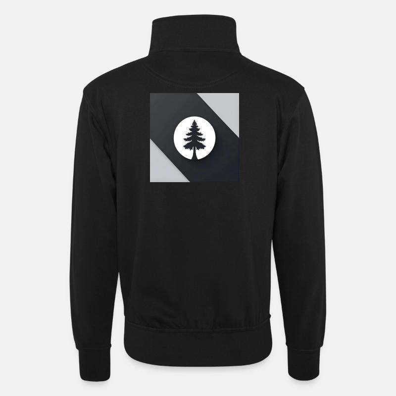 Baumsilhouette im Mondkreis - Unisex Pullover mit Zip-Kragen - Schwarz