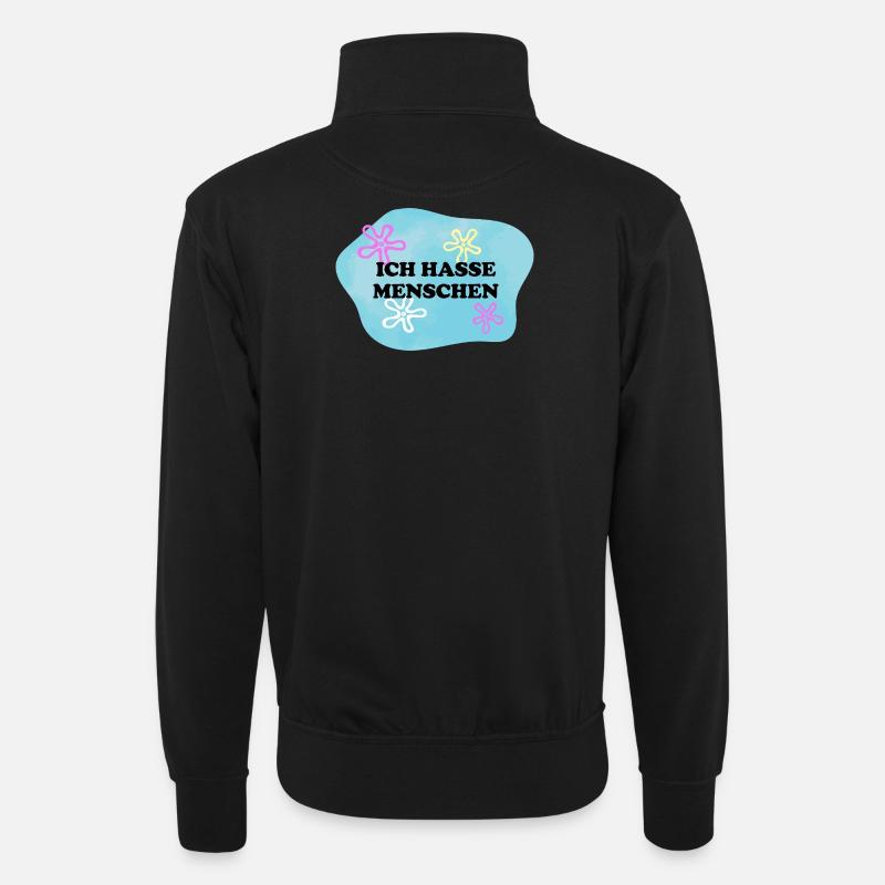 Ich hasse Menschen | Sarkastisches Retro Meme - Unisex Pullover mit Zip-Kragen - Schwarz
