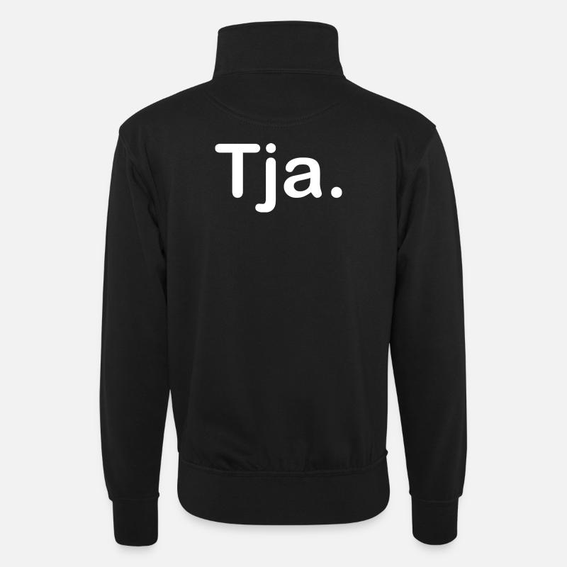 Tja. - Unisex Pullover mit Zip-Kragen - Schwarz