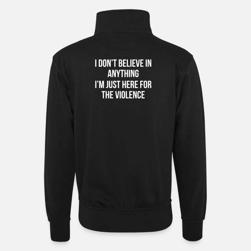 Schwarzweiß Textstatement  - Unisex Pullover mit Zip-Kragen - Schwarz
