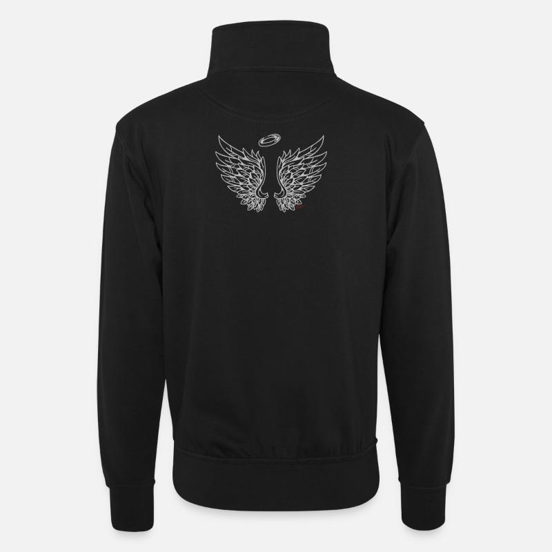 Wings Flügel Engel Engelchen - Unisex Pullover mit Zip-Kragen - Schwarz