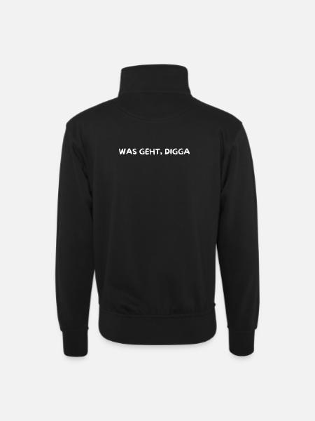"Digga" Merch - Unisex Pullover mit Zip-Kragen - Schwarz