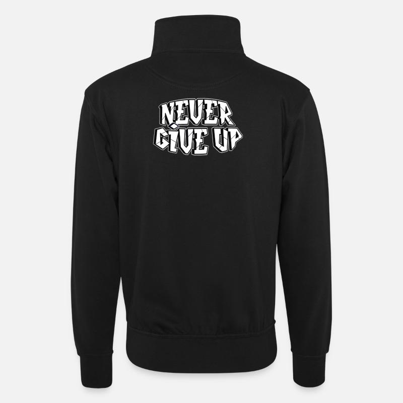 Alles ist möglich, Sieger, Kämpfer - Unisex Pullover mit Zip-Kragen - Schwarz