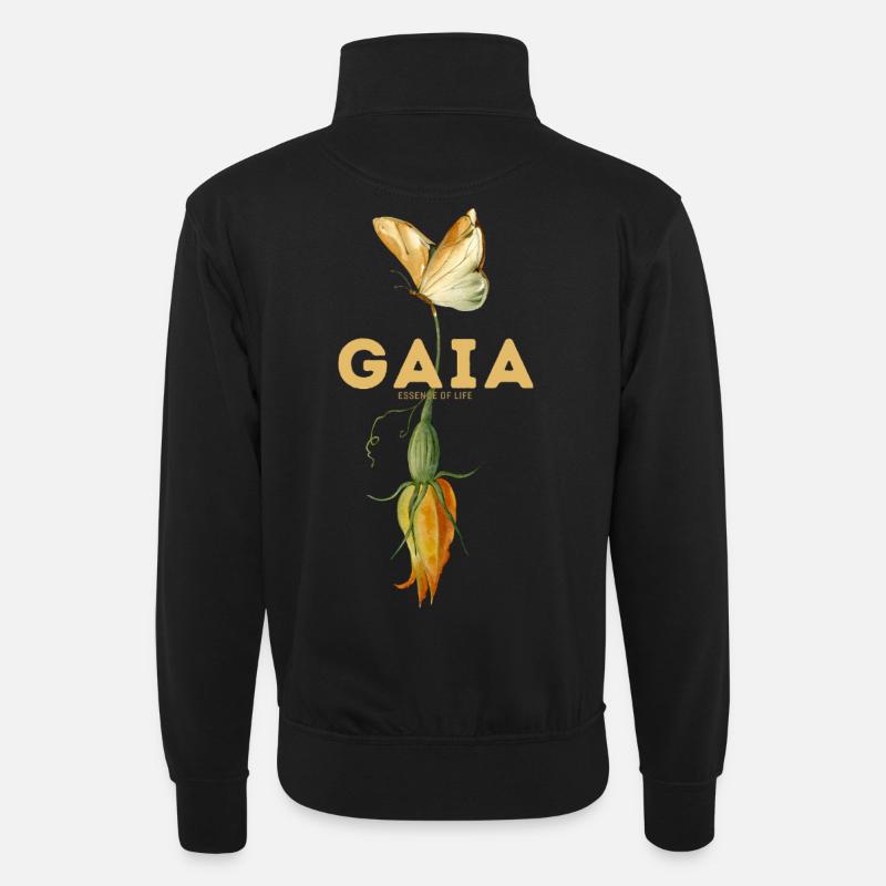 Ånder i blomst - Unisex-sweatshirt med zipkrave - sort