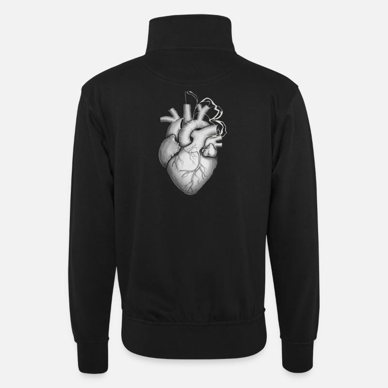Herz mit Schmetterling Aesthetic - Unisex Pullover mit Zip-Kragen - Schwarz
