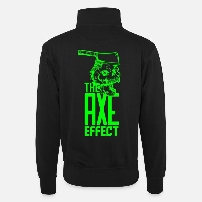 Skull mit Axt - Unisex Pullover mit Zip-Kragen - Schwarz